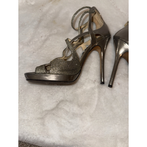 Jimmy CHOO VERMEIL GOLD SILVER GLITTER CAGED WEDDING SANDALS EU 38 - Picture 10 of 16